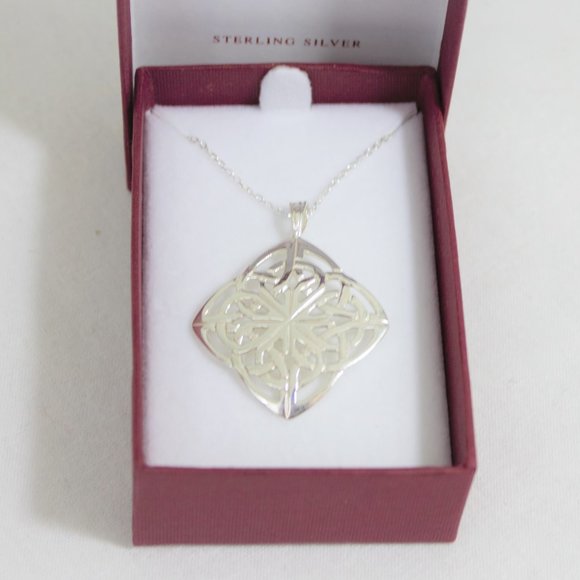 NEW Irish Celtic Sterling Silver Necklace Large - Picture 2 of 8